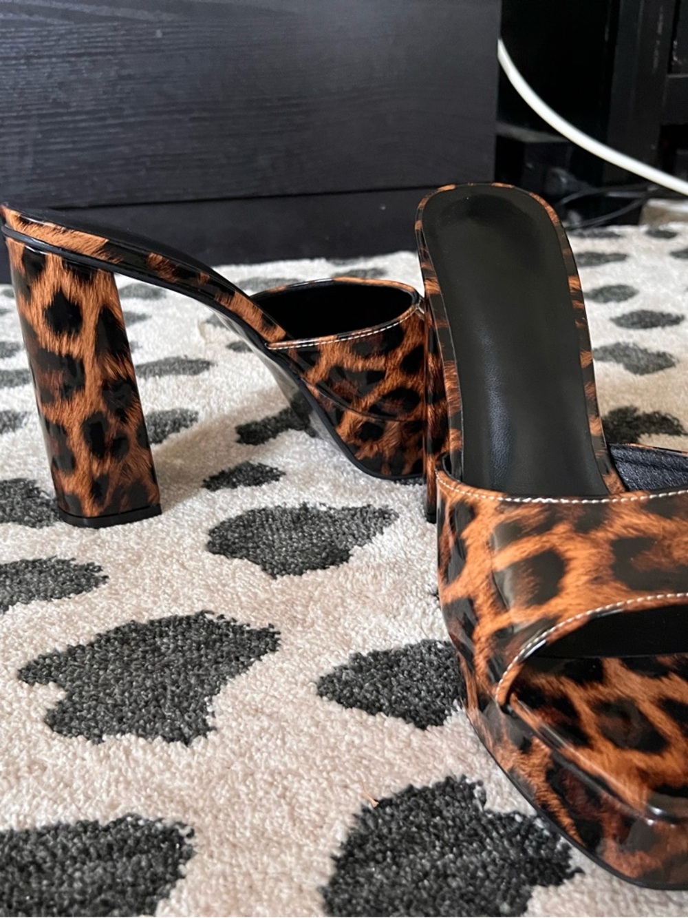 Leopard Print Block Heel Mule - Women